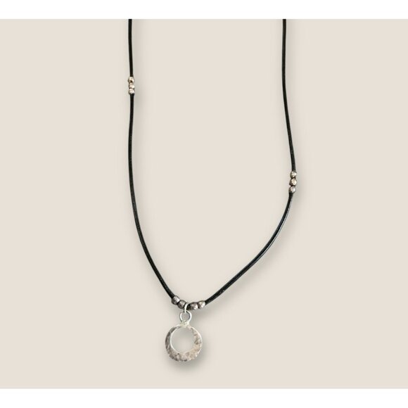 Silpada Sterling Silver & Leather Necklace With Circle Pendant - Picture 1 of 4